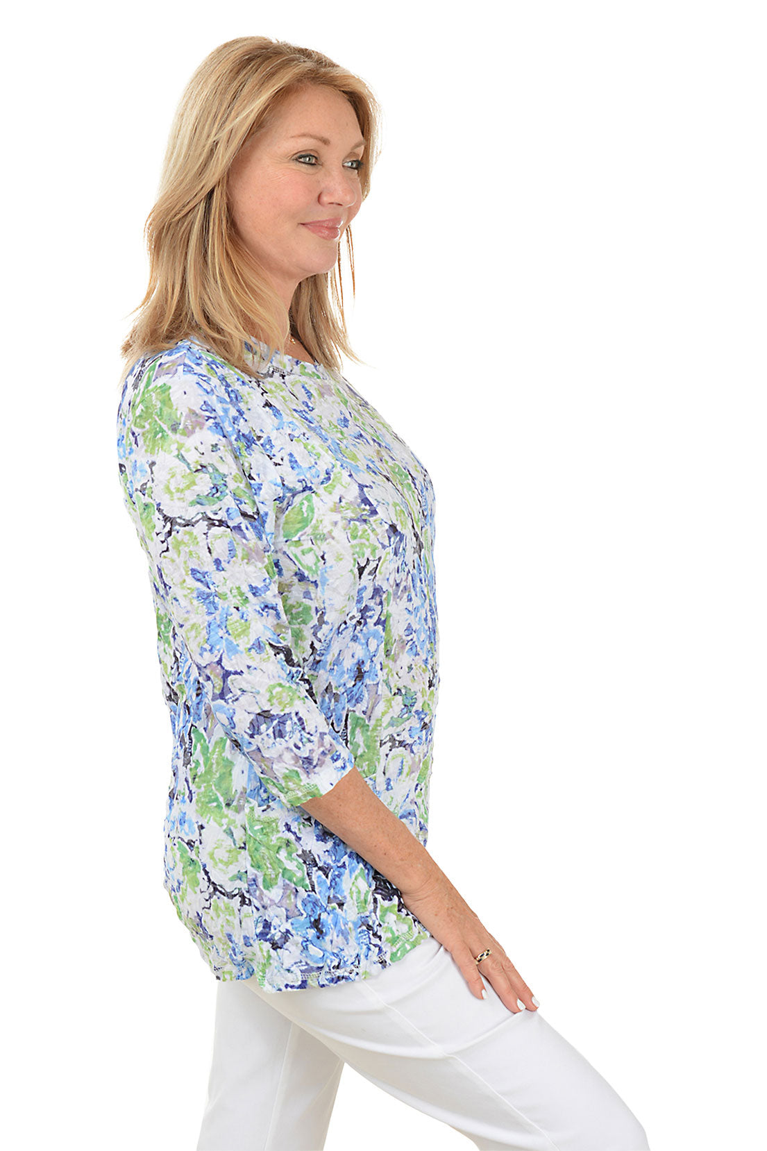 Flowering Ivy Double Pocket Crinkle Top