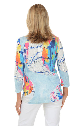 Paint Expression Henley Asymmetrical Hem Top