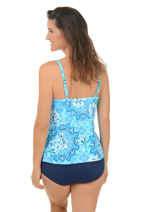 Barcelona Blues High Neck Tankini Top