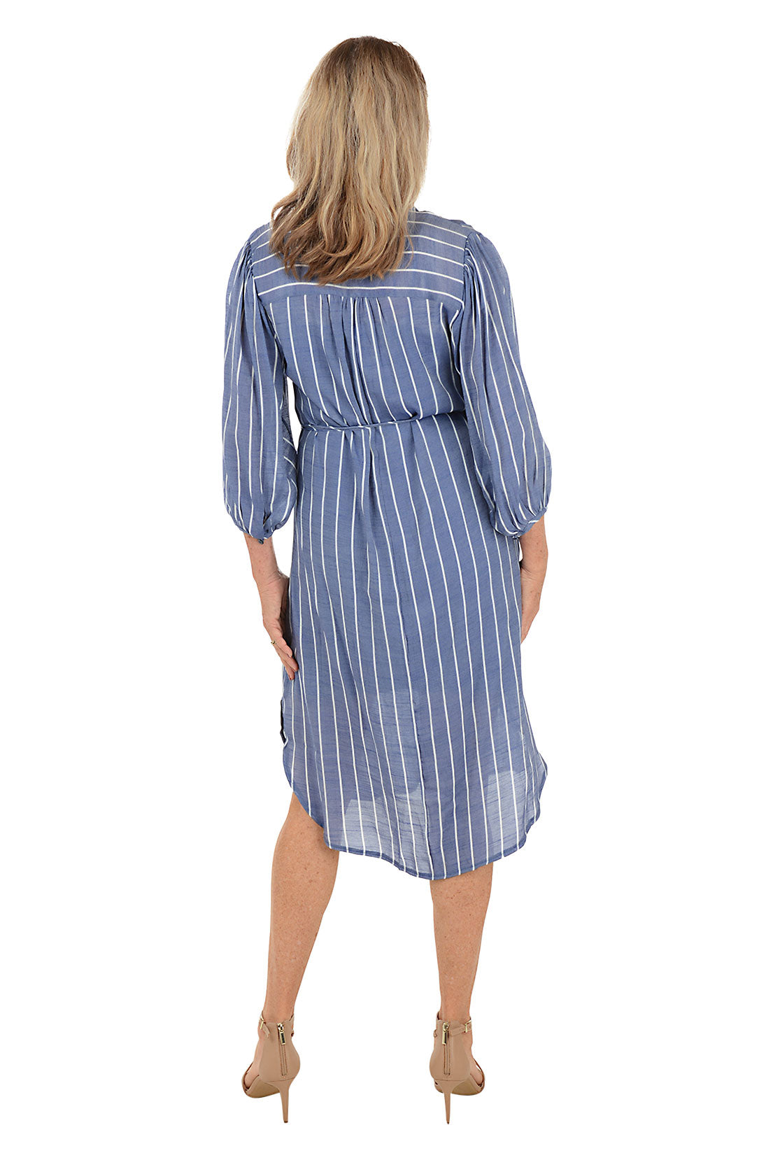 Pinstripe Belted Dress