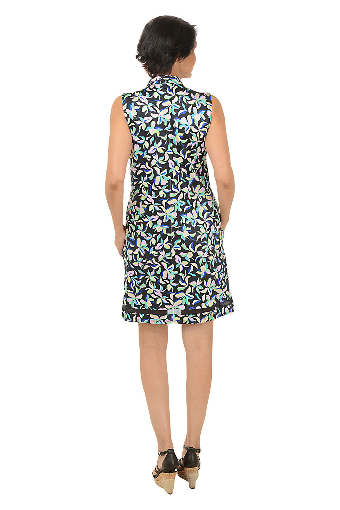 Floral Fireworks UPF50 Sleeveless Mesh Hem Dress