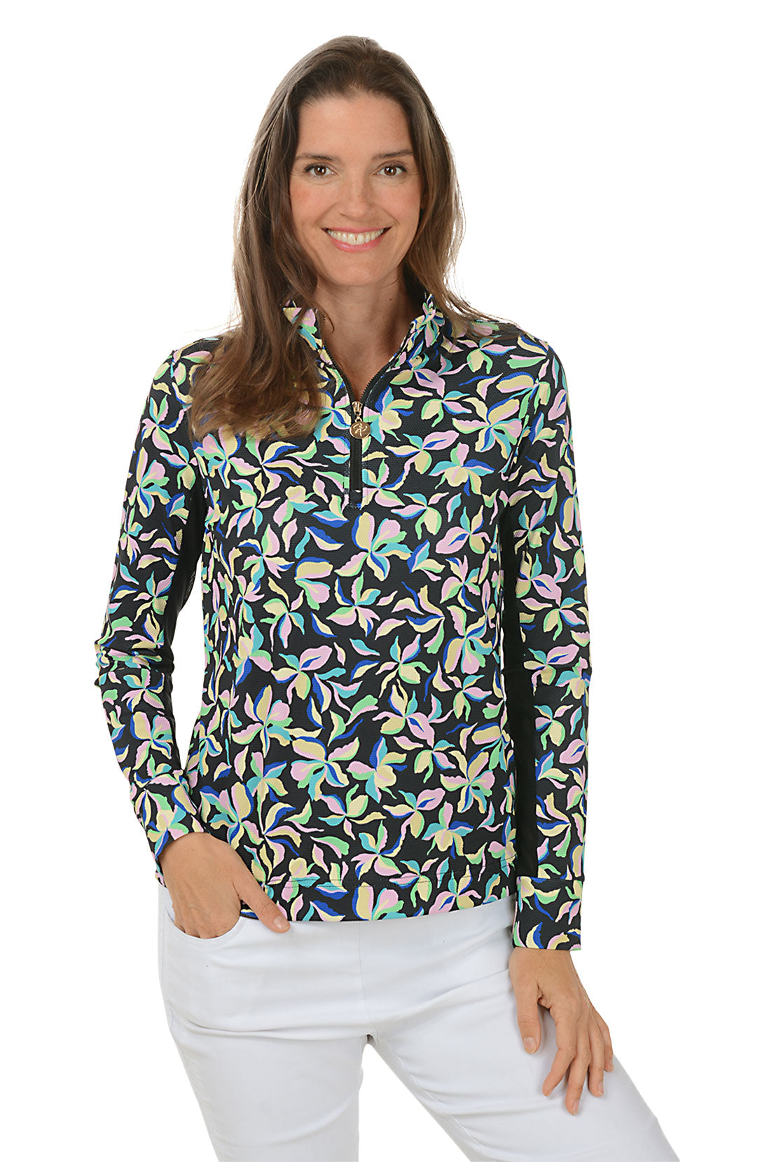 Floral Fireworks UPF50 Pique Top