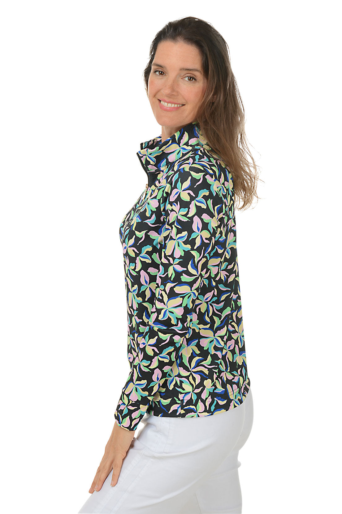 Floral Fireworks UPF50 Pique Top