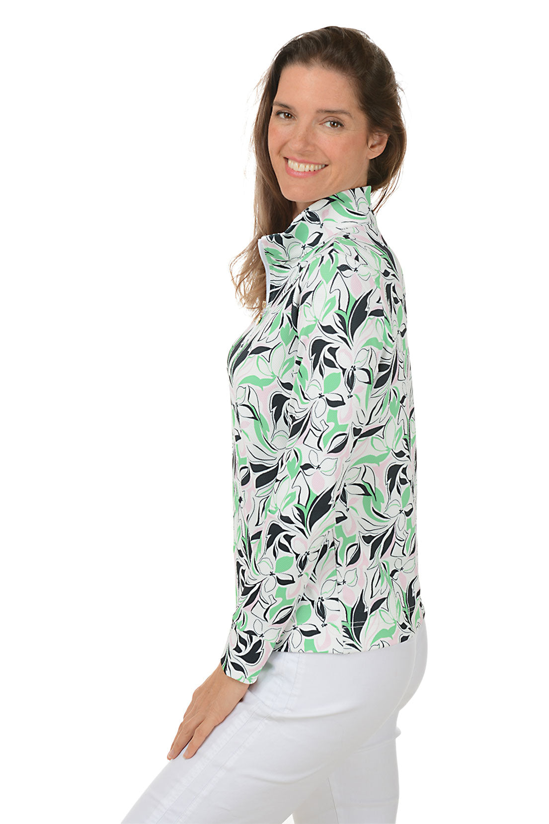 Green Mix UPF50 Pique Top