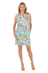 Waterlily Waves UPF50 Notch Neck Sleeveless Dress