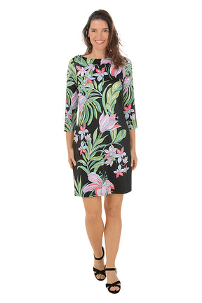 Midnight Orchids UPF50 Boatneck Dress