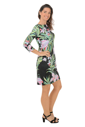 Midnight Orchids UPF50 Boatneck Dress