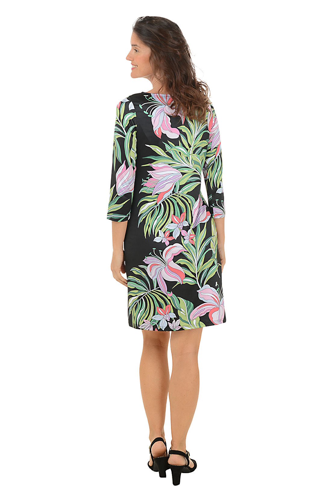 Midnight Orchids UPF50 Boatneck Dress