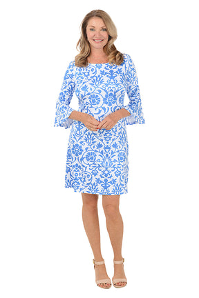 Damask Vine Bell Sleeve Dress