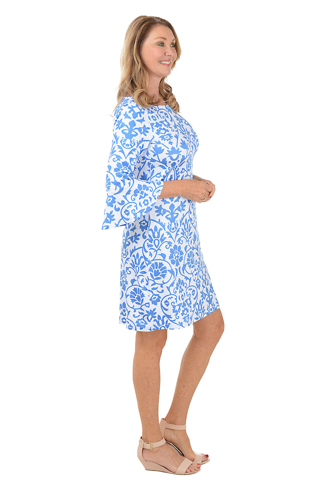 Damask Vine Bell Sleeve Dress