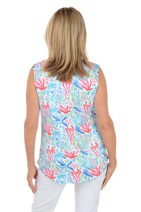 Sea Garden UPF50 Sleeveless Split Neck Top