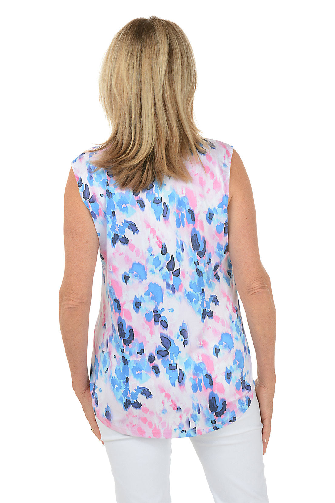 Dappled UPF50 Sleeveless Split Neck Top