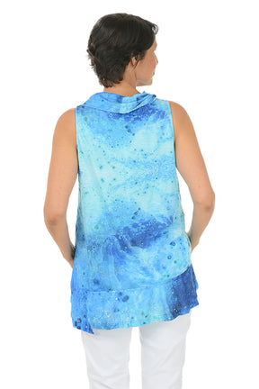 Underwater Ripples Sleeveless Cowl Neck Top