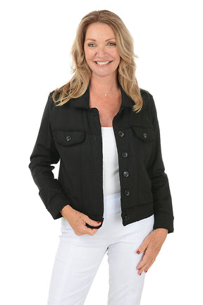 Button-Front Frayed Jacket