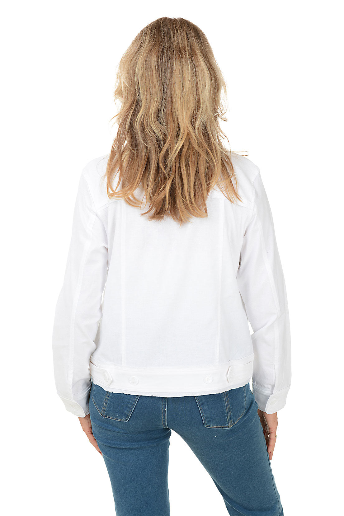 Button-Front Frayed Jacket