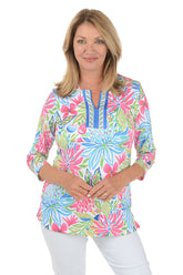 Flower Blossoms UPF50 Split Neck Tunic