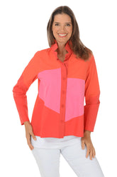 Hot Chili Color Block Shirt Jacket