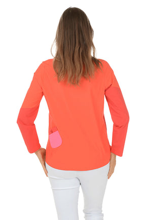 Hot Chili Color Block Shirt Jacket