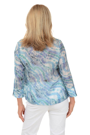 Blue Lagoon Leopard High-Low Shirt