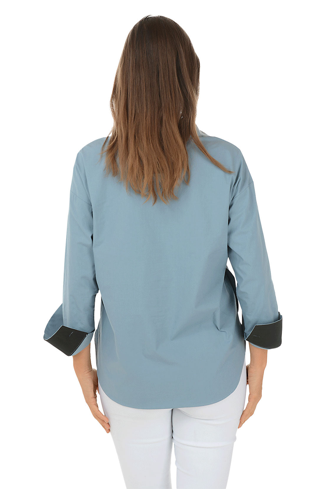 Winter Sky Contrasting Double Button Blouse