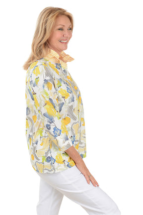 Sweet Lemon Poppies 3/4 Sleeve Blouse