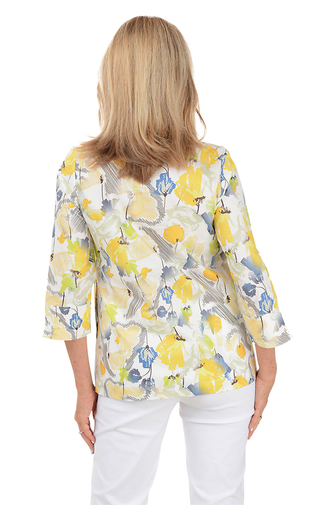 Sweet Lemon Poppies 3/4 Sleeve Blouse