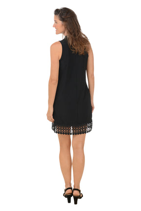 Lattice Lace Hem Sleeveless Dress