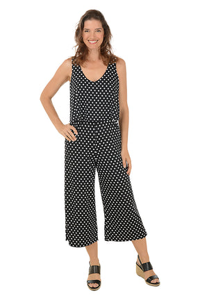 Polka Dot Popover Sleeveless Jumpsuit