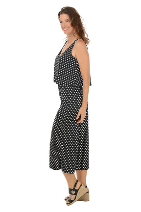 Polka Dot Popover Sleeveless Jumpsuit