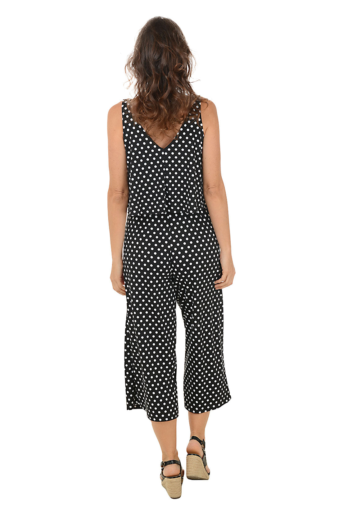 Polka Dot Popover Sleeveless Jumpsuit