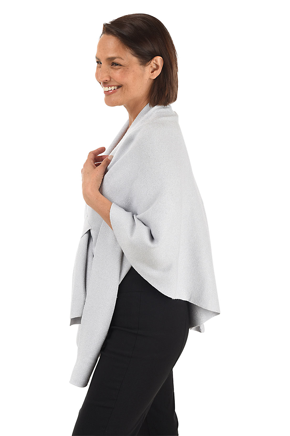 Silver Shimmer Keyhole Knit Wrap