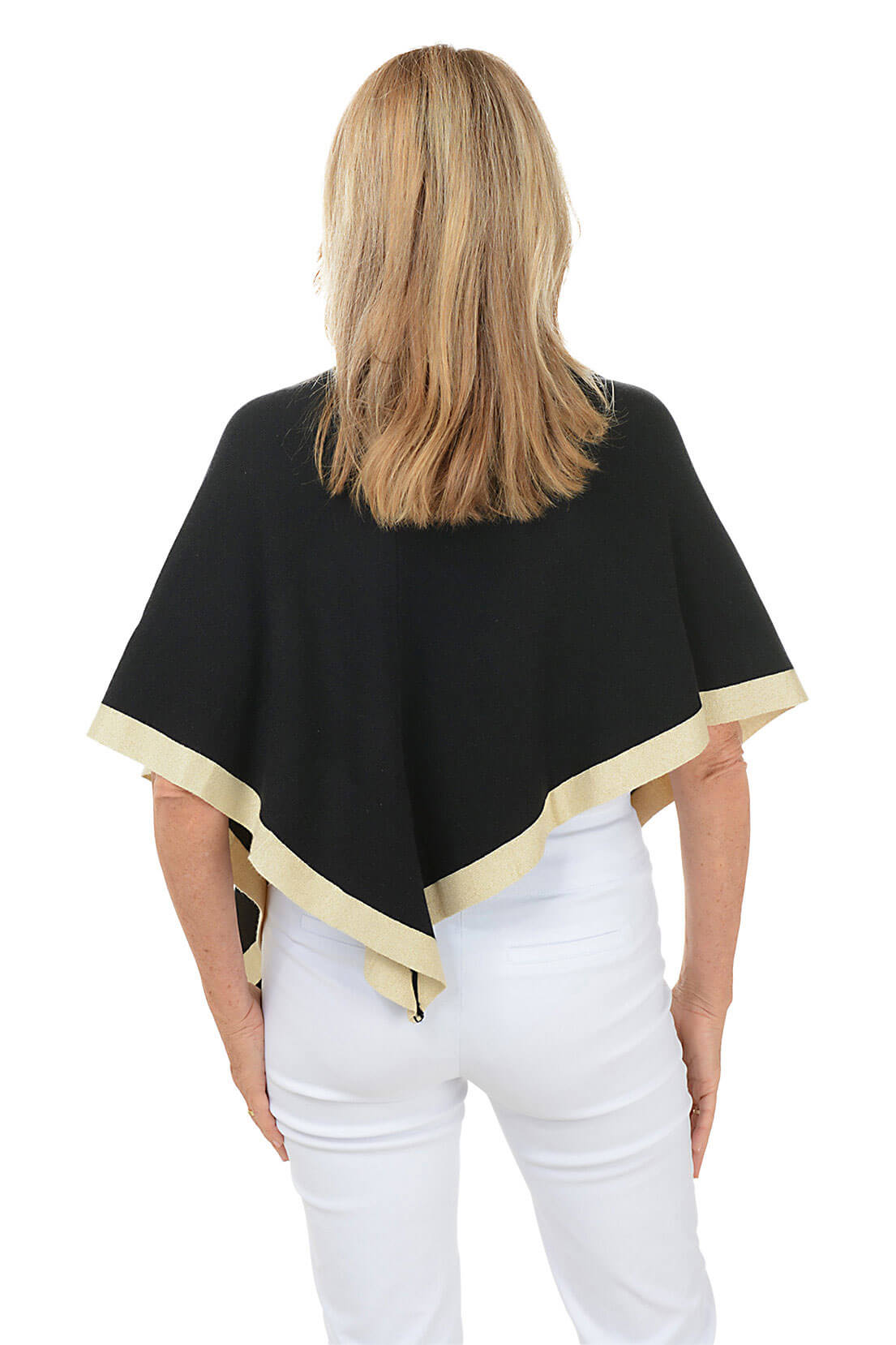 Gold Trim Keyhole Knit Wrap