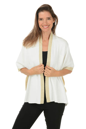 Gold Trim Keyhole Knit Wrap