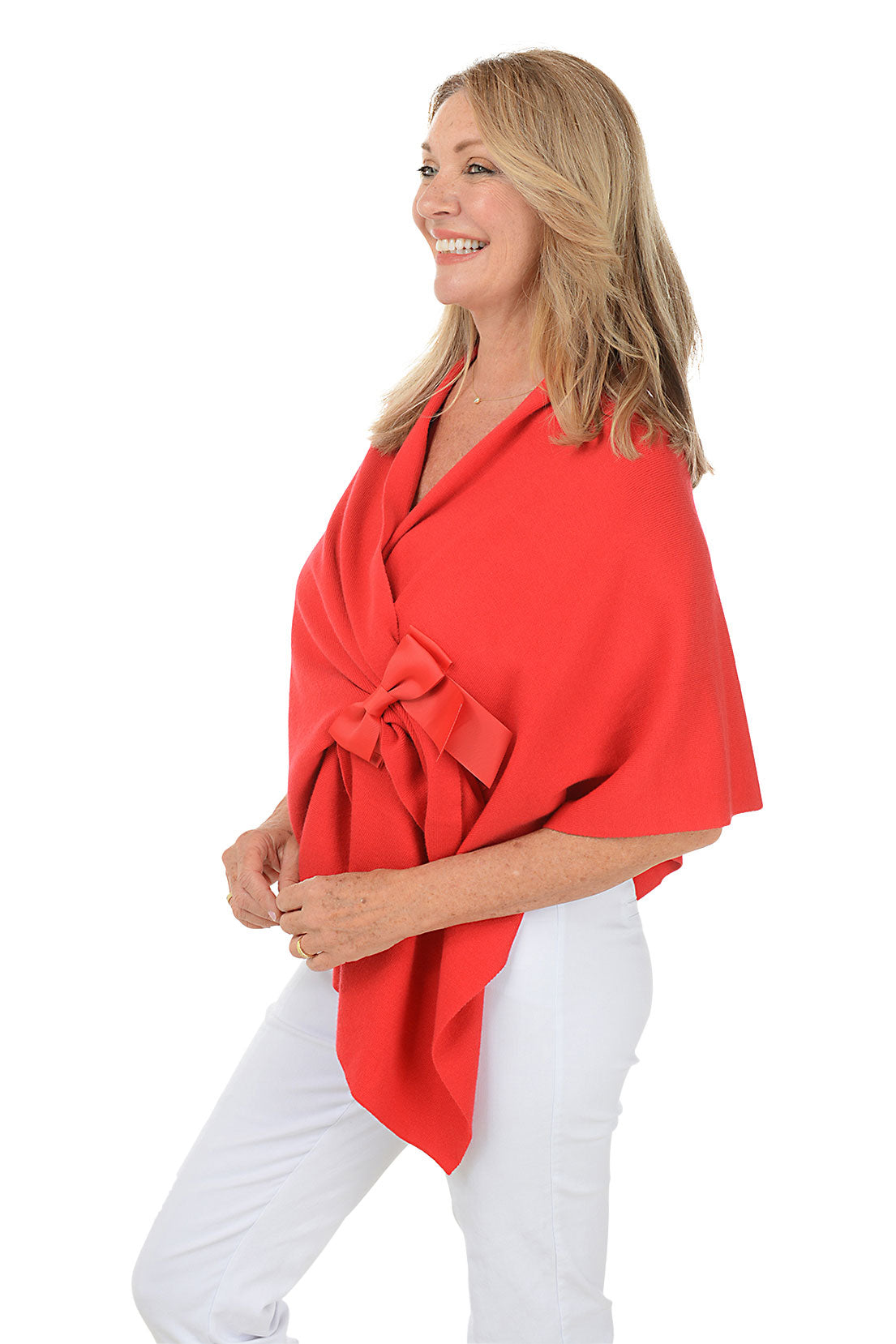 Bow Closure Keyhole Knit Wrap