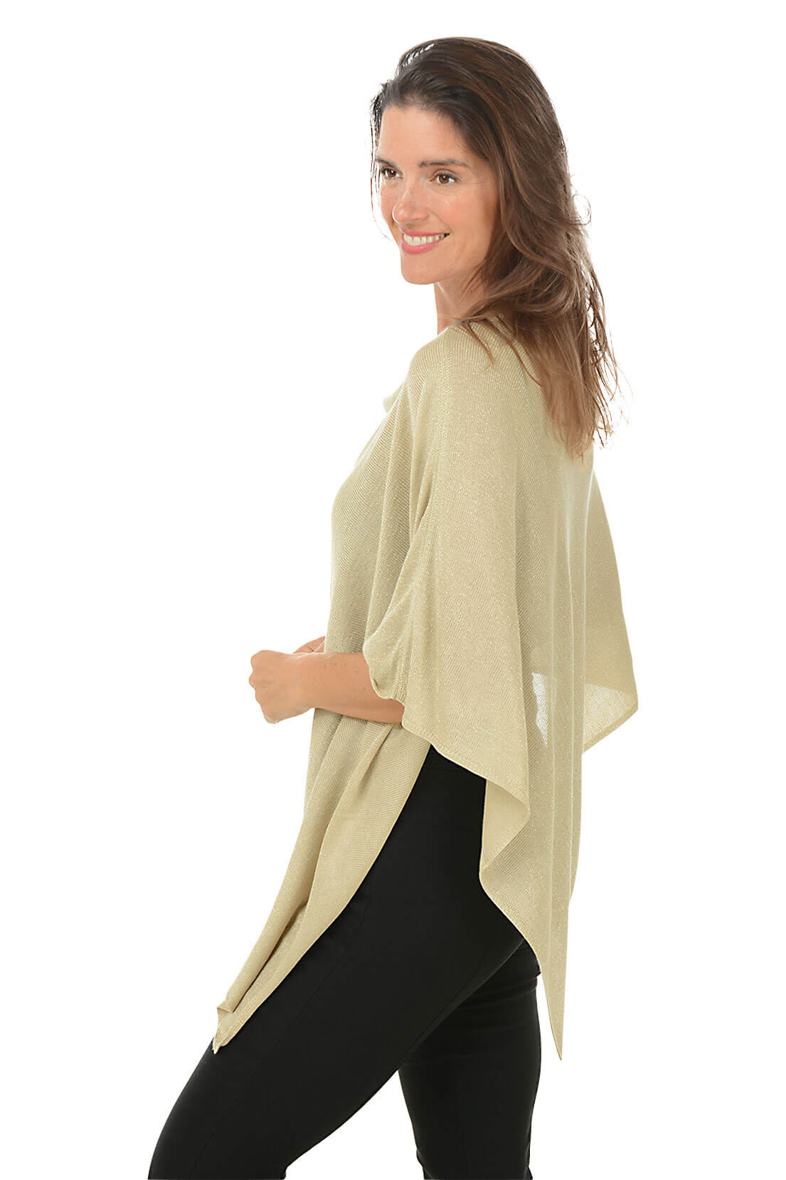 Gold Shimmer Bamboo Knit Poncho