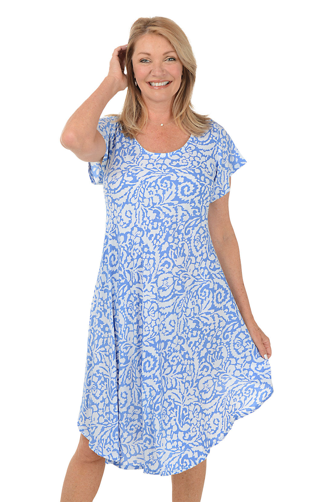 Damask Sherry Short Sleeve Cover-Up Dress