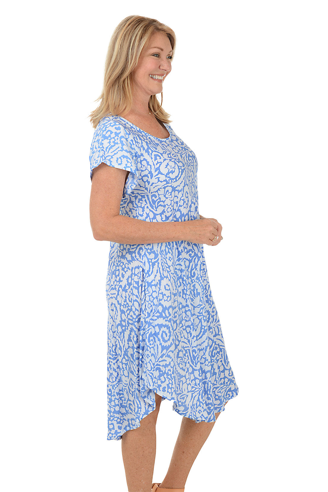 Damask Sherry Short Sleeve Cover-Up Dress