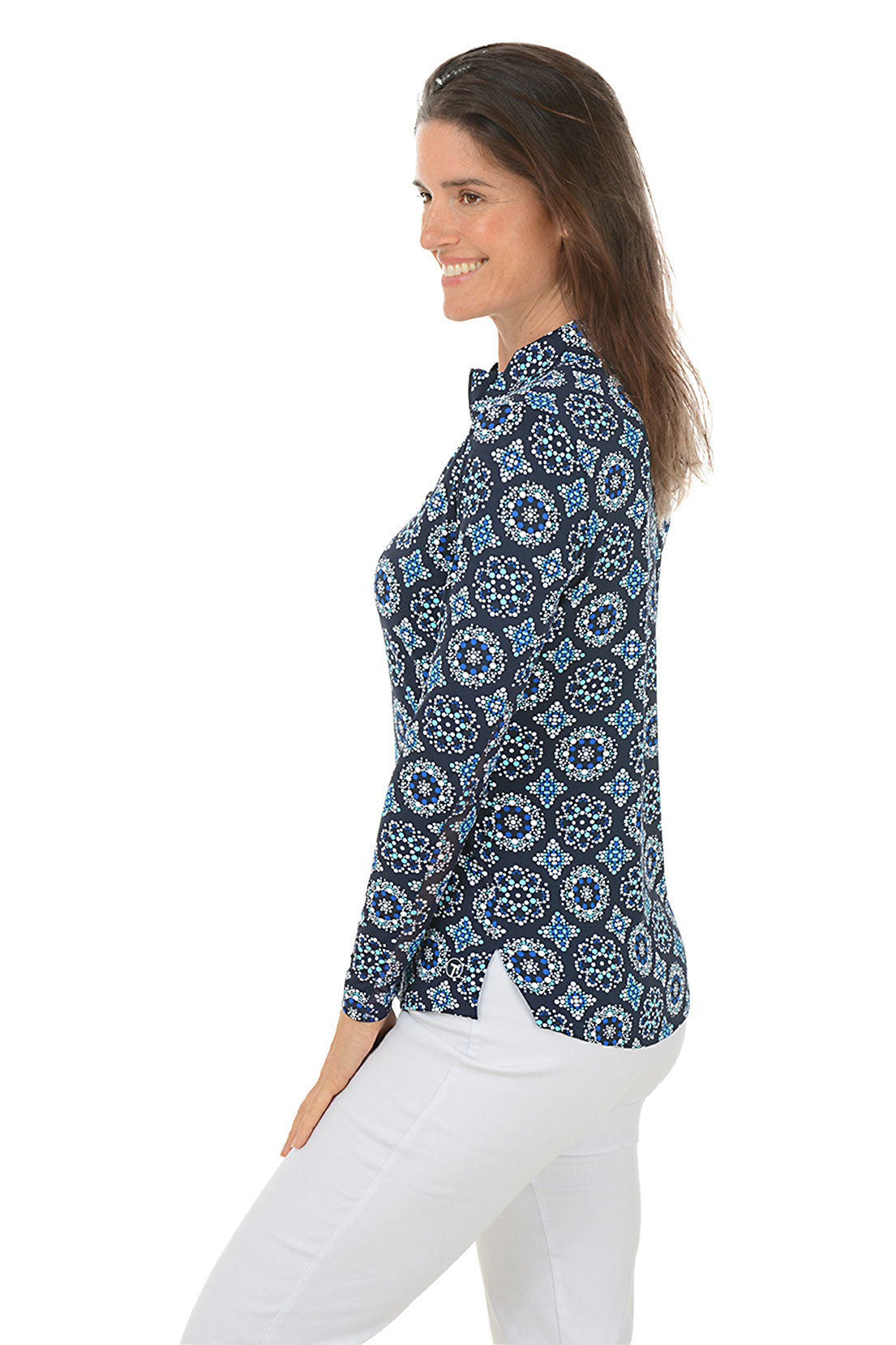 Riviera Medallion UPF50 Mock Neck Top