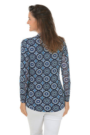 Riviera Medallion UPF50 Mock Neck Top