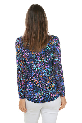 Aqua Swirl UPF50 Mock Neck Top