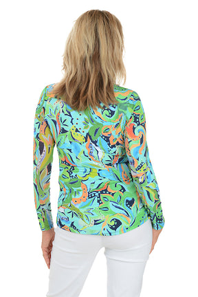 Jungle Leaves UPF50 Mock Neck Top