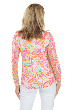 Tropical Melon UPF50 Mock Neck Top