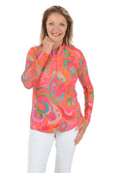 Beetroot Paisley UPF50 Mock Neck Top