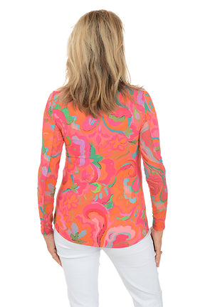 Beetroot Paisley UPF50 Mock Neck Top