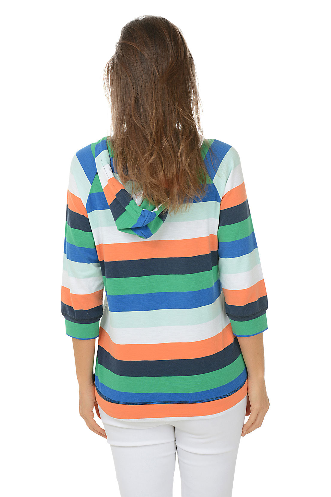 Striped 3/4 Sleeve Hoodie