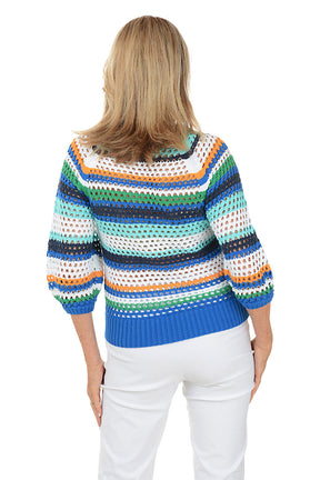 Riviera Striped Open Weave Sweater