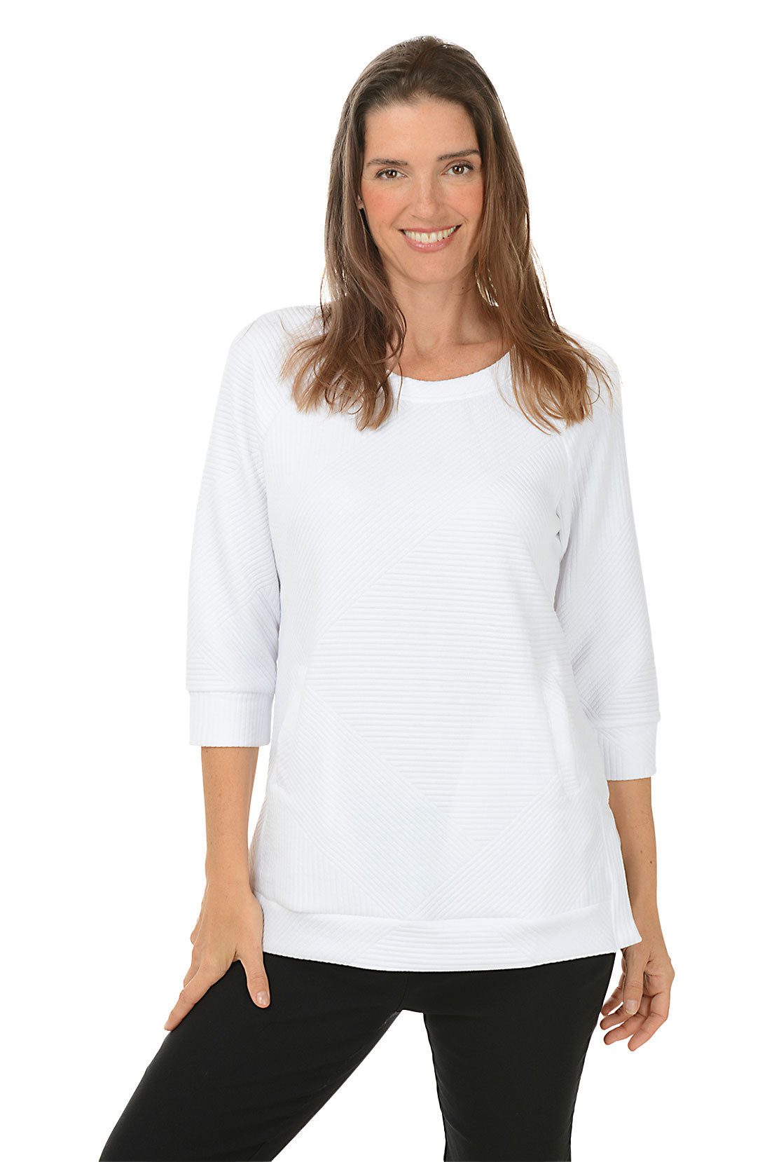 Diagonal Quilted Raglan Sleeve Tunic