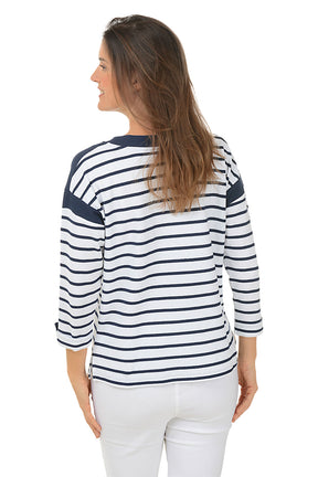 Nautical Striped Waffle Knit Top