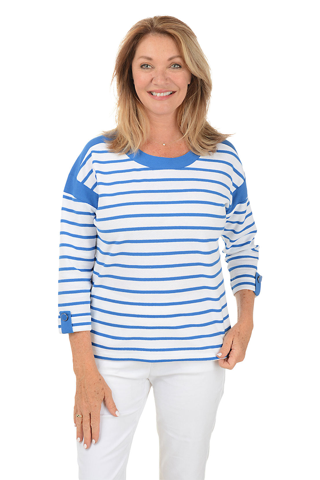 Nautical Striped Waffle Knit Top