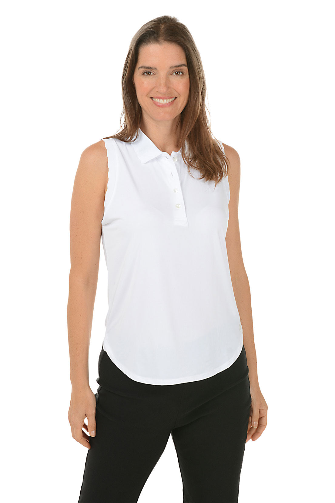 Scallop Edge UPF50 Sleeveless Polo Top